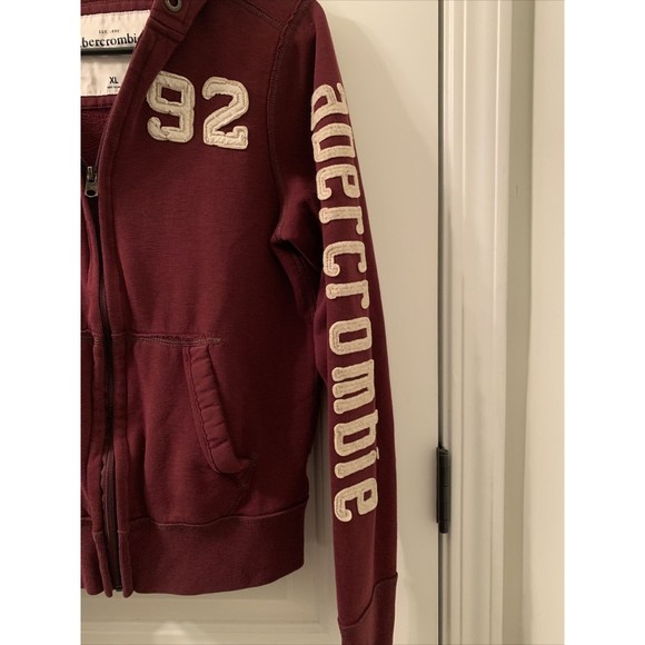 Abercrombie Boys Active Wear Full Zip Sweatshirt Hoodie Size XL Burgundy - Picture 7 of 10
